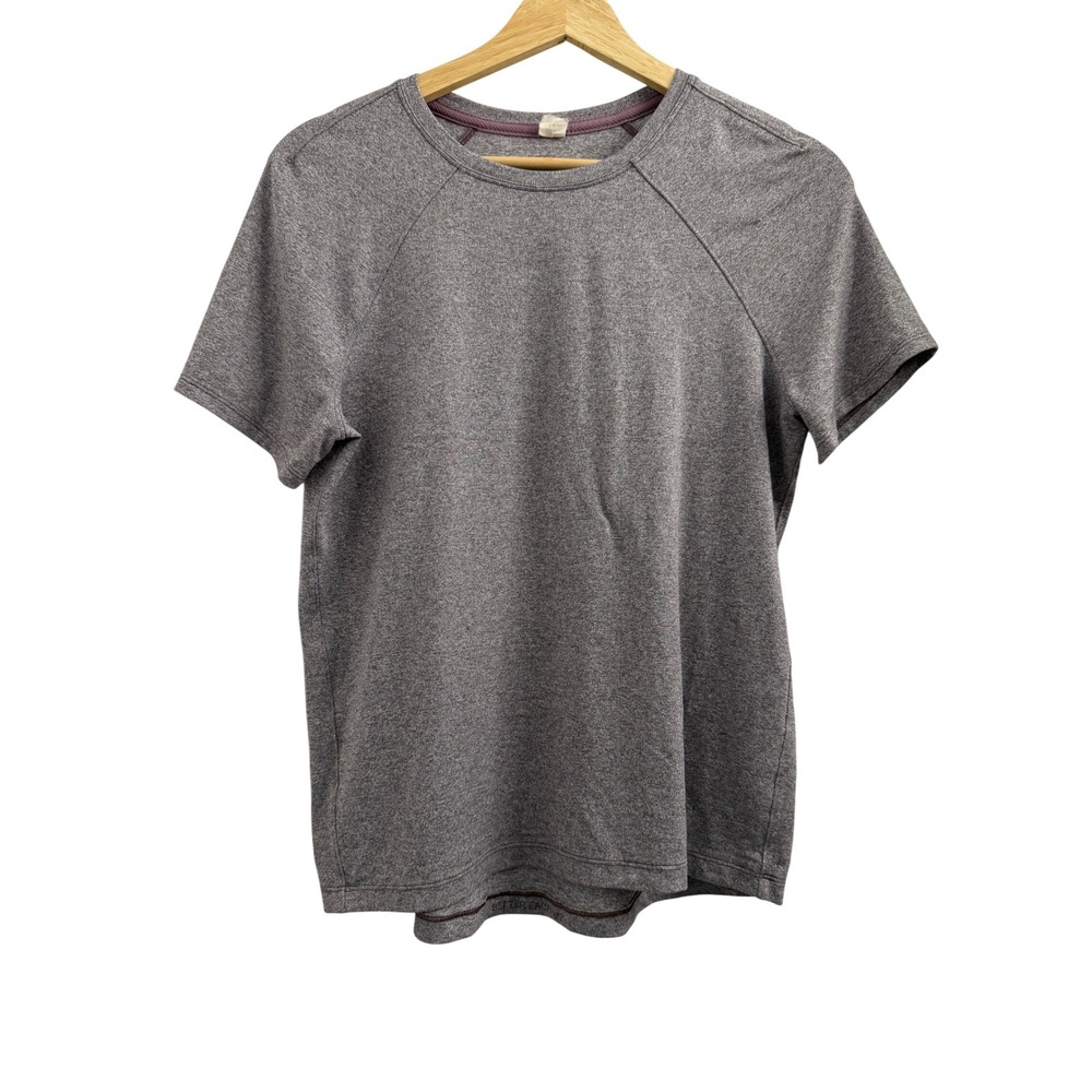 Lululemon License to Train Heathered Grey Purple Raglan Short‎ Sleeve Top Size 4